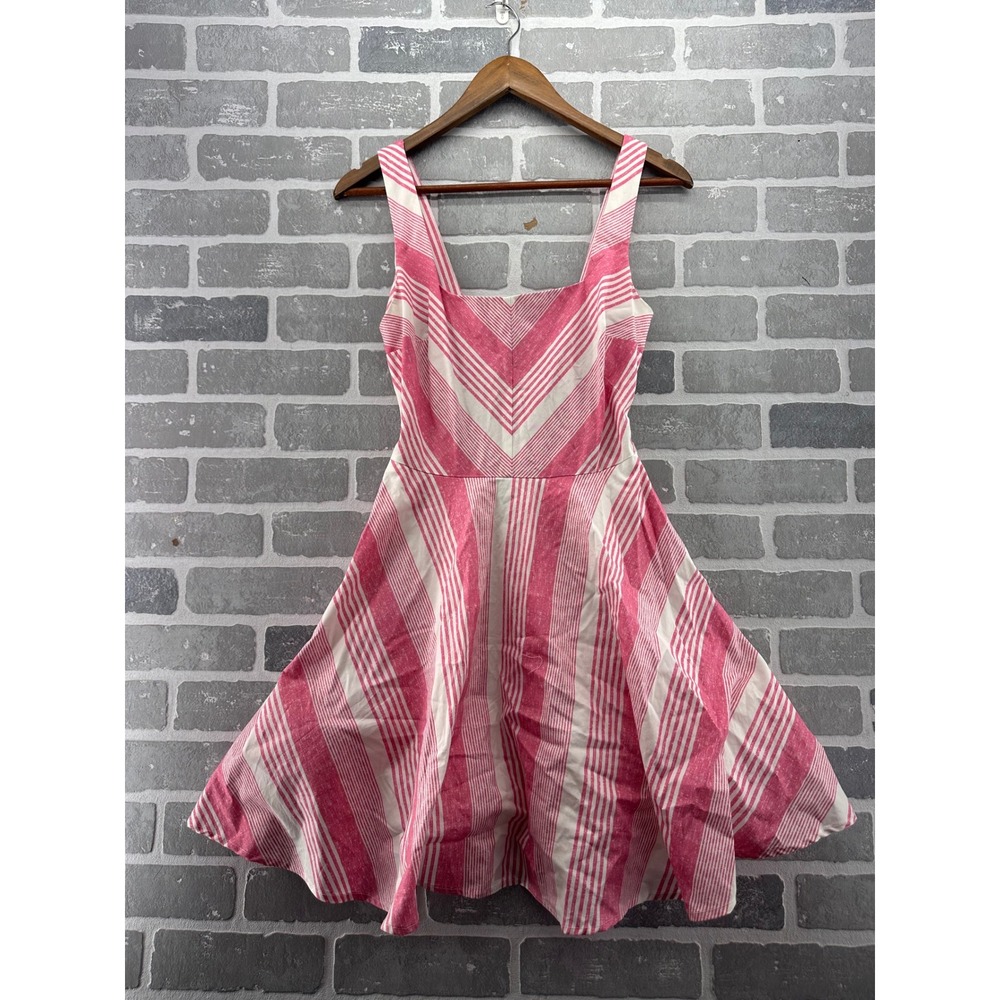 Bailey Blue Pink White Striped Lace Up Corset Back Fit & Flare Mini Dress Medium